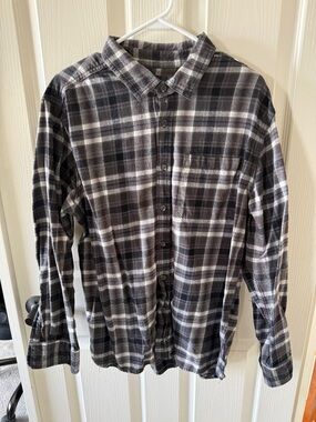 Eddie Bauer Black and Gray Plaid Button-Down Shirt